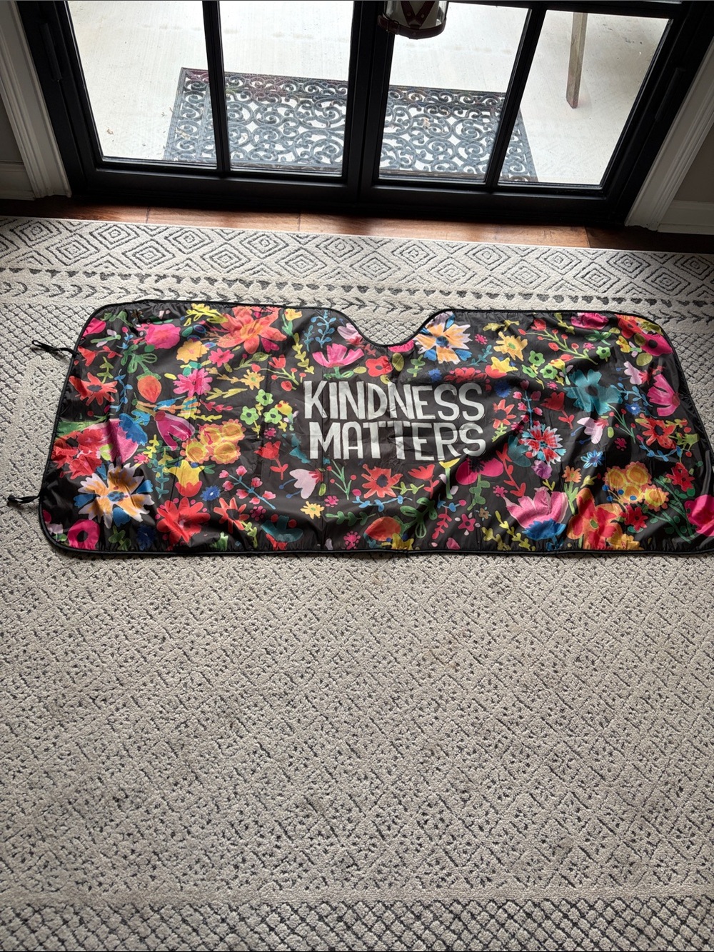 Natural Life - Kindness Matters Floral Car Sunscreen - Black Multi